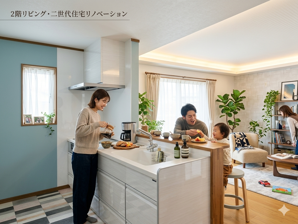 画像：2世帯住宅にリフォーム・２階に間取り変更でLDKを